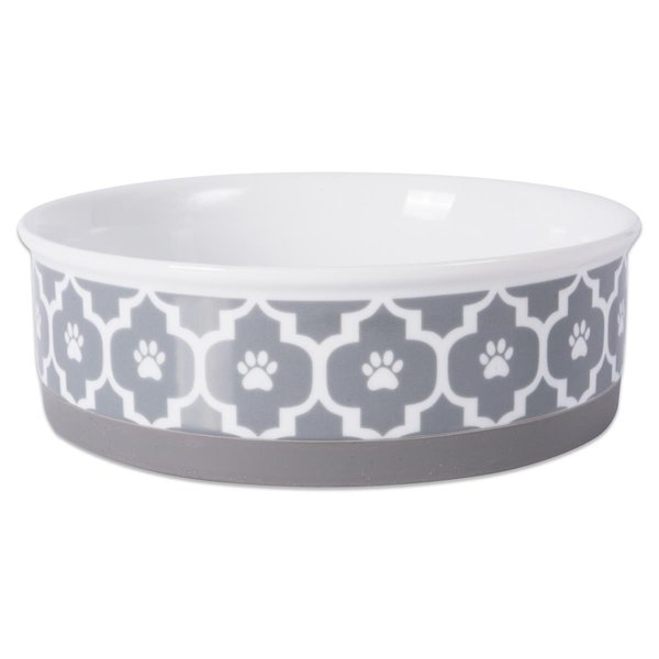 Design Imports 7.5 x 2.4 in. Lattice Pet BowlGrey Large CAMZ37256